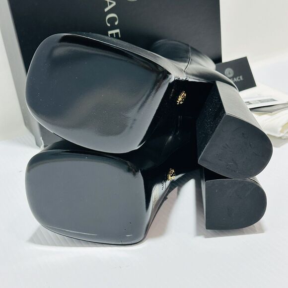 Versace Runway Aevitas Platform Black Leather Ankle Bootie 37.5/ 7.5 NIB $1,725 - Picture 11 of 16
